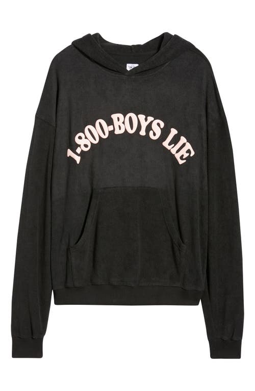 Boys Lie 1-800 Logo High Pile Fleece Hoodie In Black