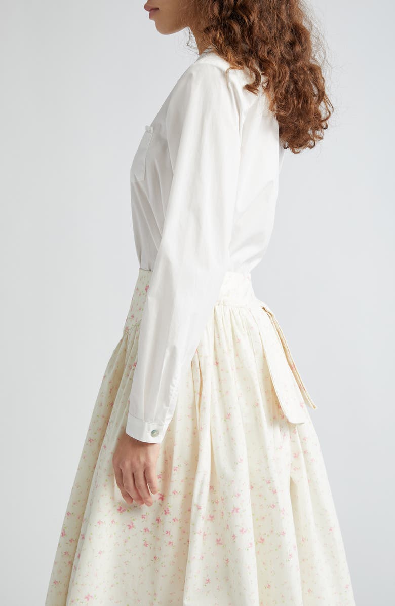 Sandy Liang Wembley Lace Trim Cotton Poplin Button-Up Shirt, Alternate, color,