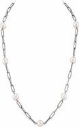 The Pearl Source 14K Gold 8.5-9.0mm Japanese Akoya Pearl & Chain Link Necklace