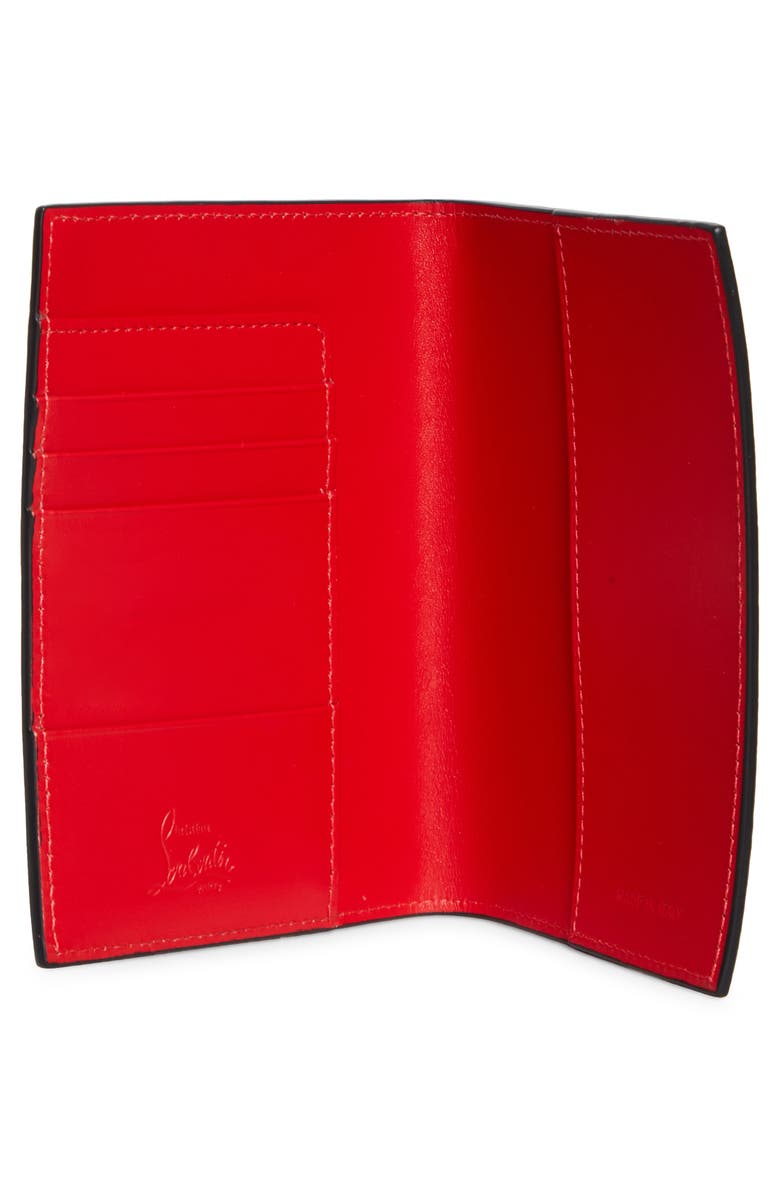 Christian Louboutin Funky Studded Leather Passport Holder, Alternate, color, Black/ Gun Metal