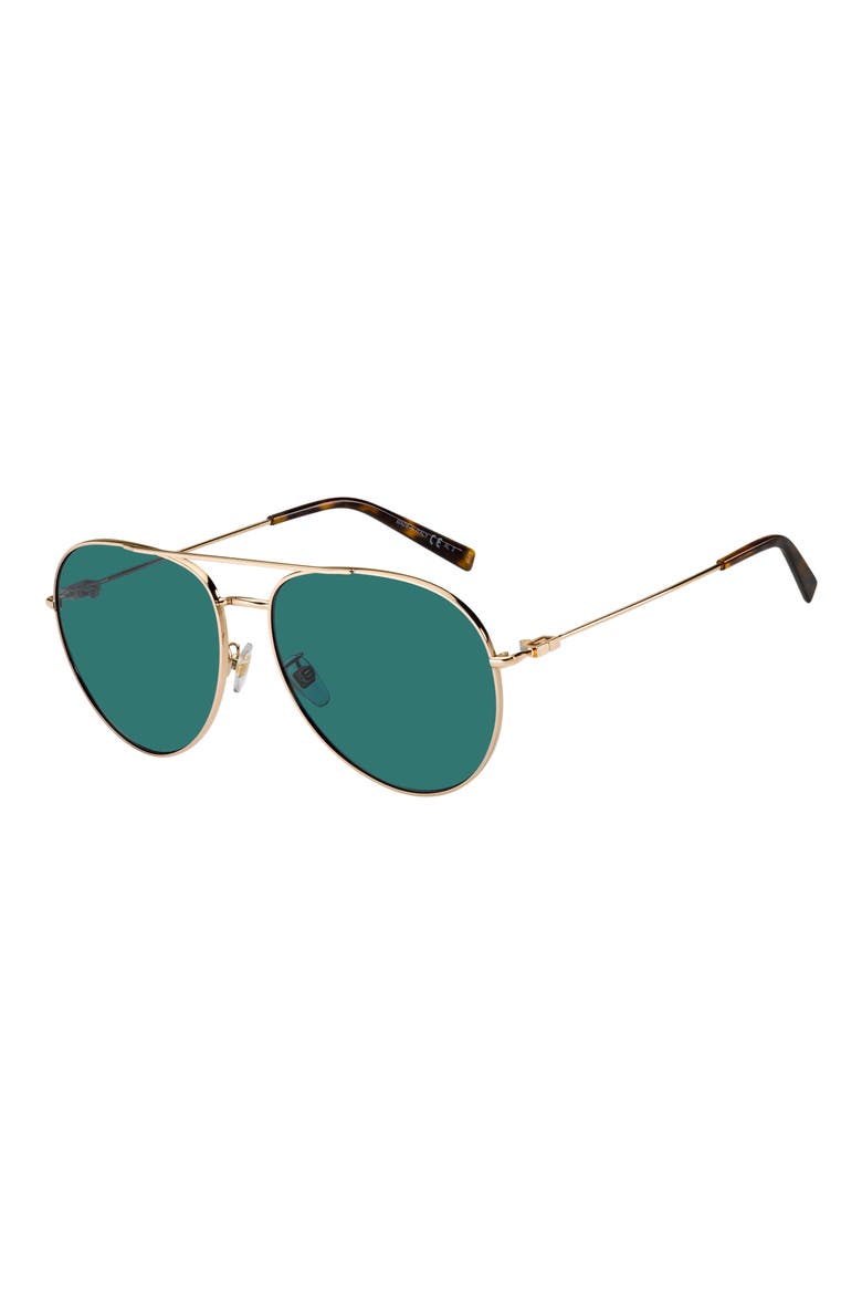 61mm Aviator Sunglasses, Alternate, color, ROSE GOLD/ BLUE