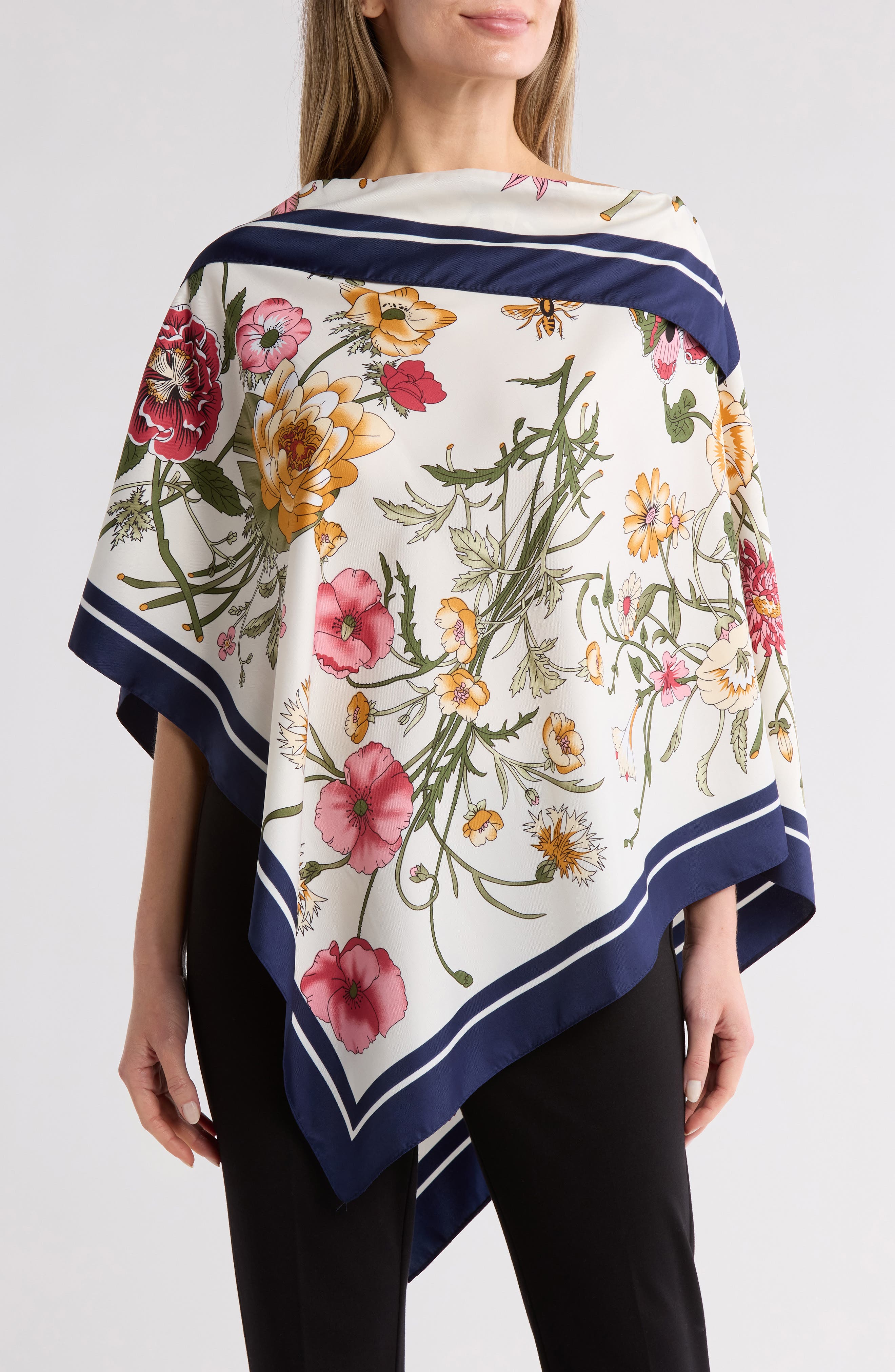 La Fiorentina Floral Print Poncho