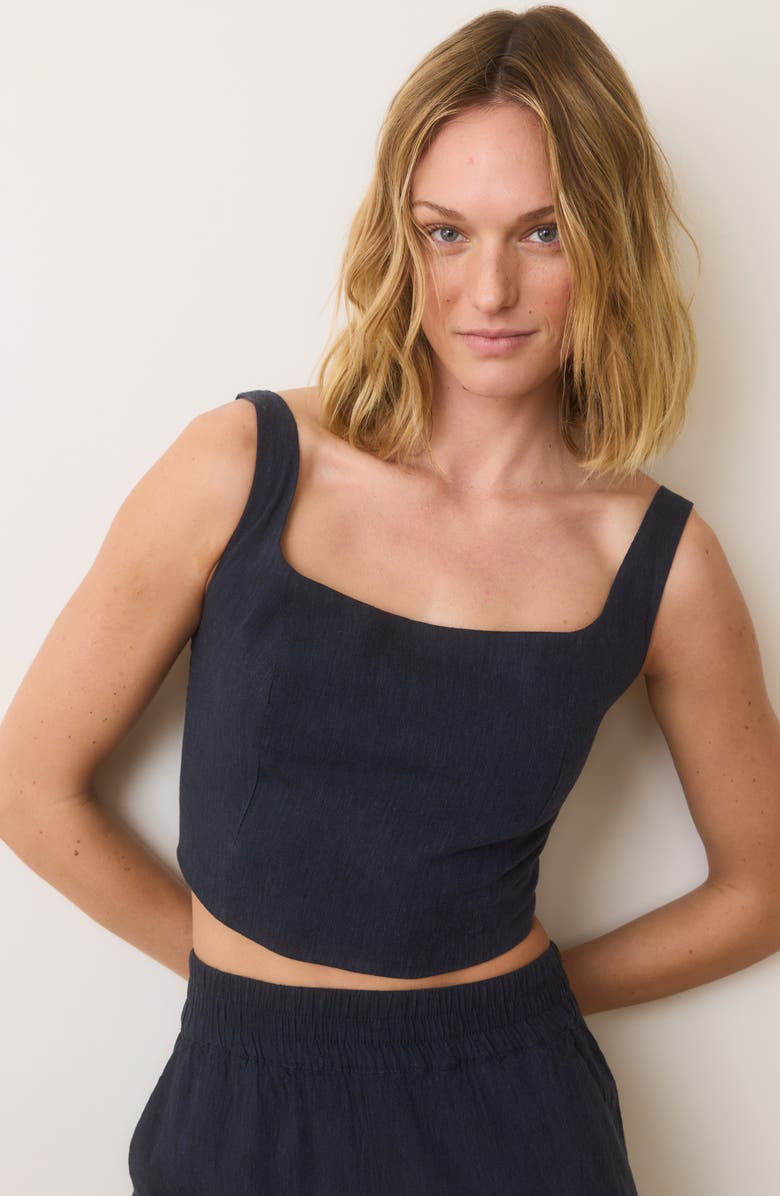 Marine Layer Zoe Crop Hemp Blend Camisole, Alternate, color, India Ink