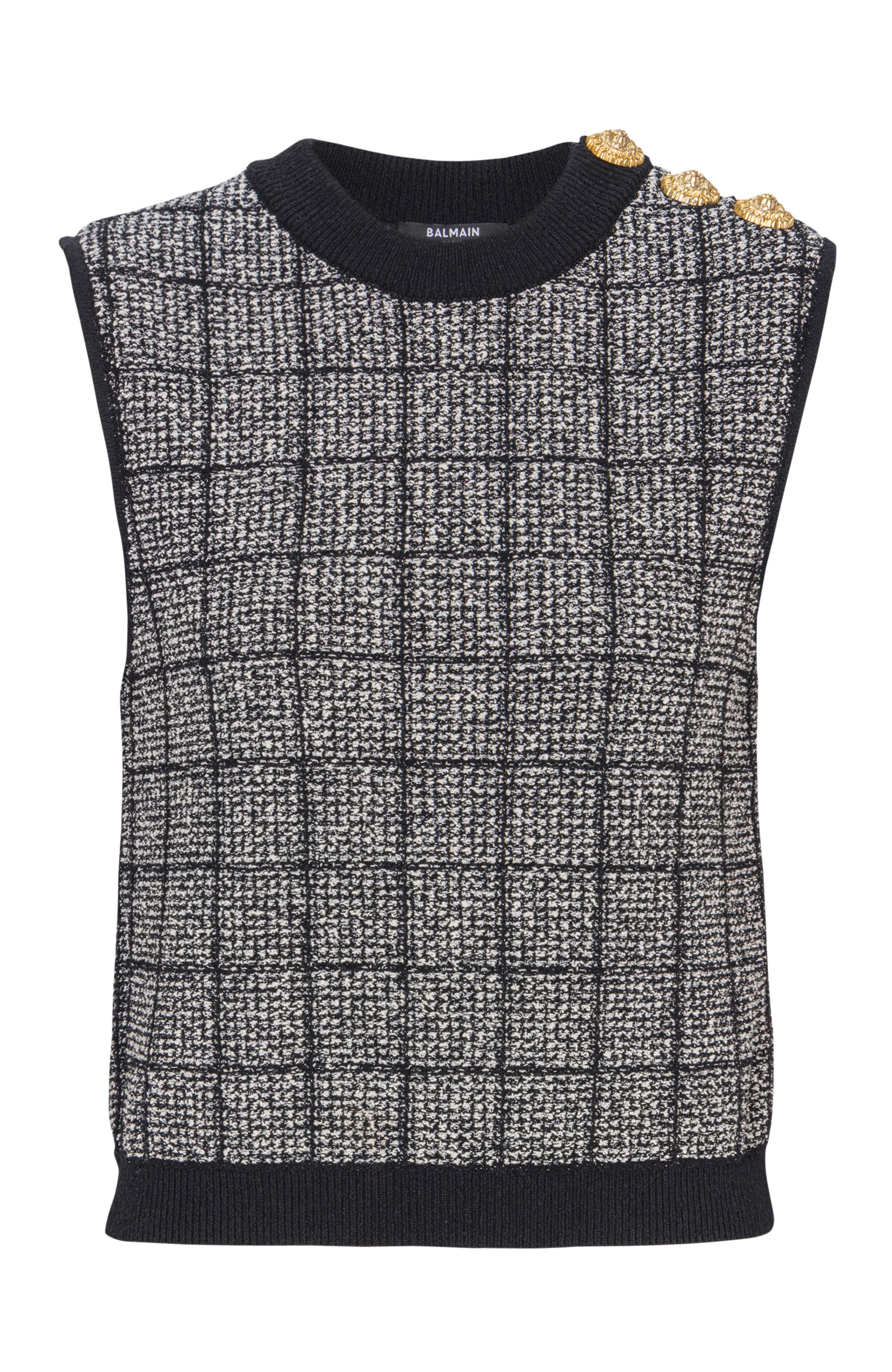 Tweed crop top with buttons - image 2