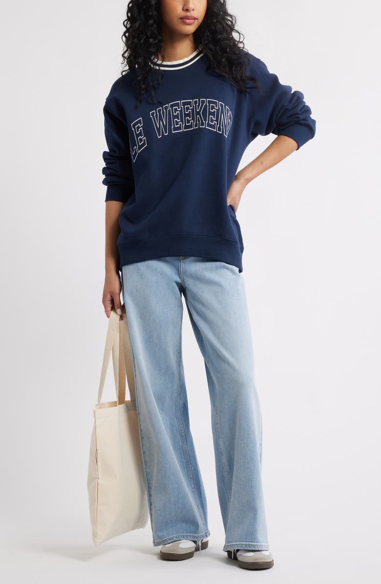 BP. Oversize Graphic Crewneck Sweatshirt, Alternate, color, Navy Le Weekend