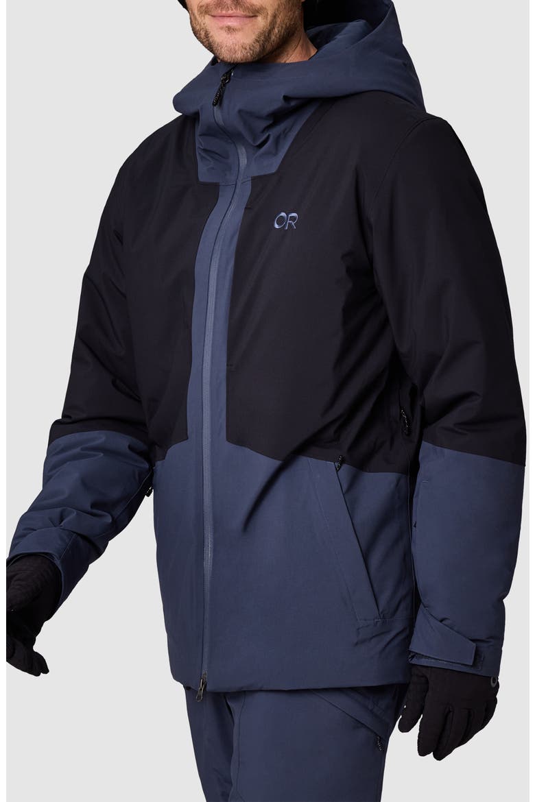 Snowcrew Waterproof Hooded Ski Jacket, Alternate, color, ATLANTIC/ BLACK