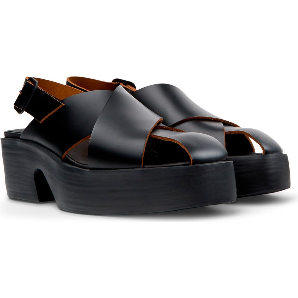 Camper Billie Slingback Platform Sandal In Black