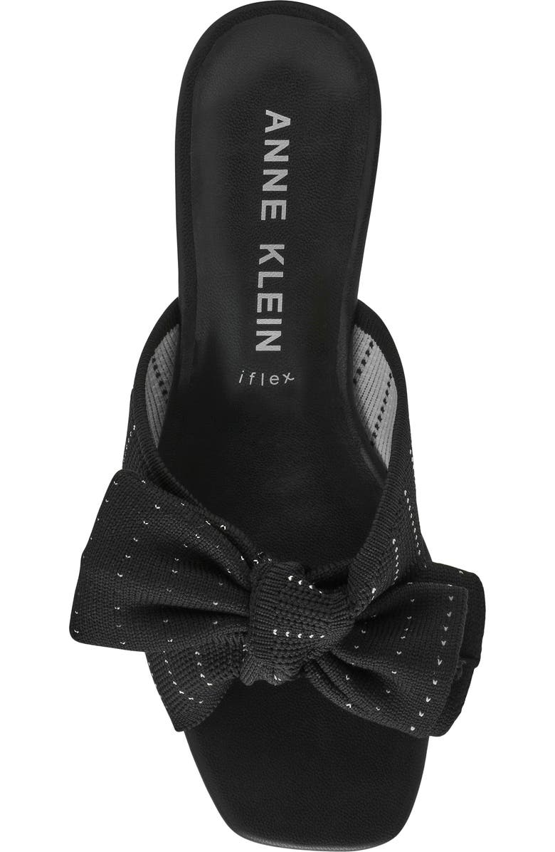 Anne Klein Dara Bow Wedge Slide Sandal, Alternate, color, Black Knit