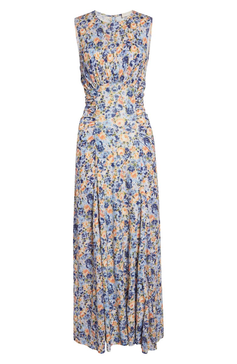 Ulla Johnson Lana Floral Print Ruched Sleeveless Maxi Dress, Alternate, color, Orchid