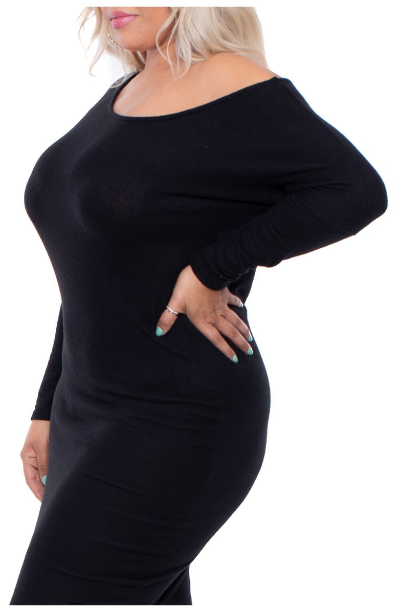 Curvy Sense Asymmetrical Sweater Dress, Alternate, color, 