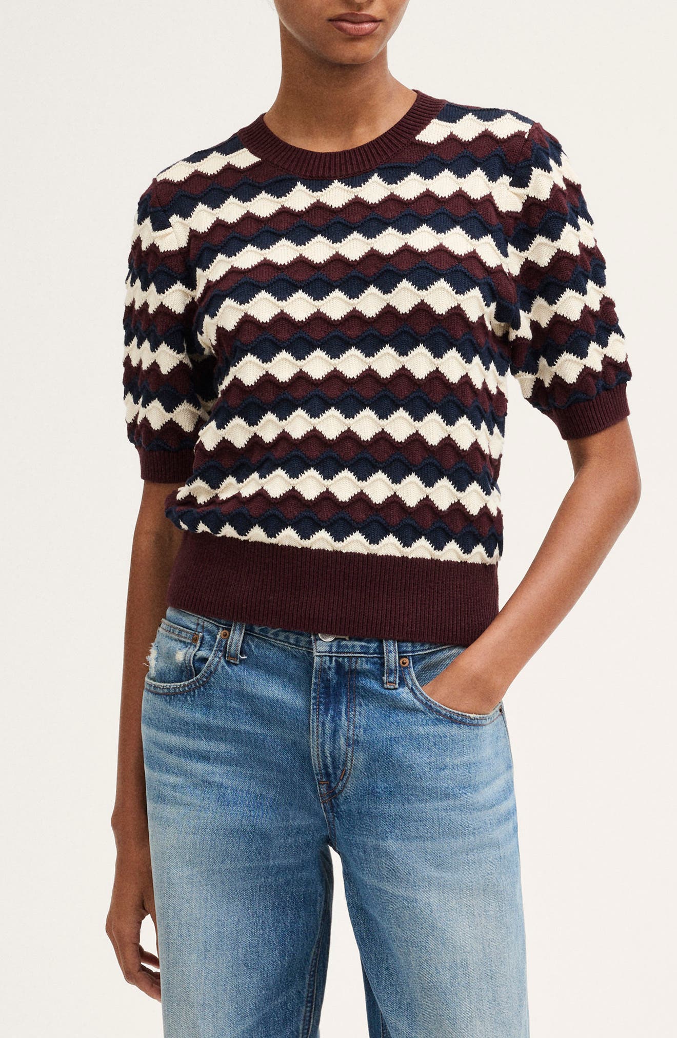 selected SMOKED CLARET SCALLOP STRIPE