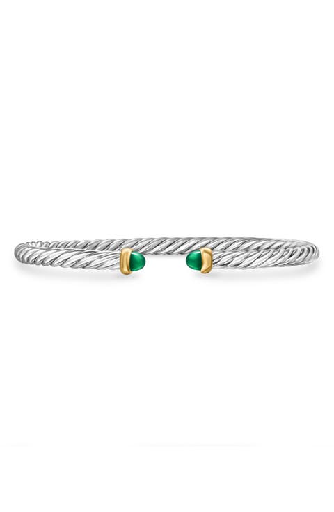 Cable Flex Bracelet in Sterling Silver with 14K Yellow Gold, 4mm