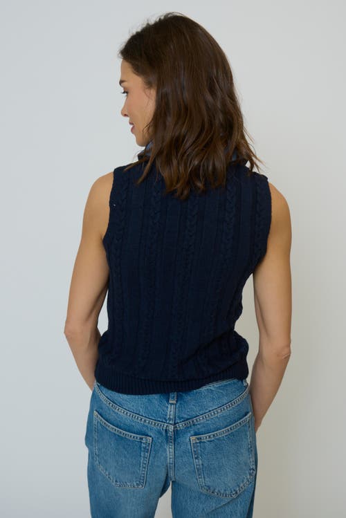 Central Park West Dash Denim Collared Shell In Blue