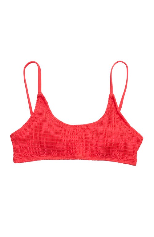 Snapper Rock Shirred Sustainable Bikini Top In Red
