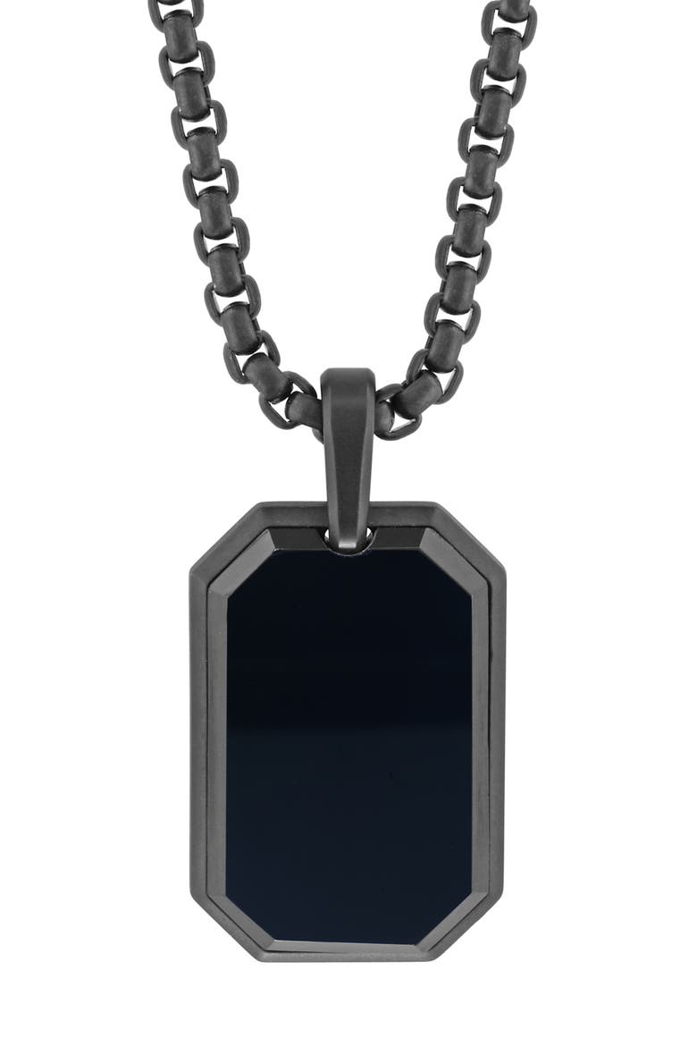 Onyx Pavé Tag Pendant Necklace, Alternate, color, BLACK