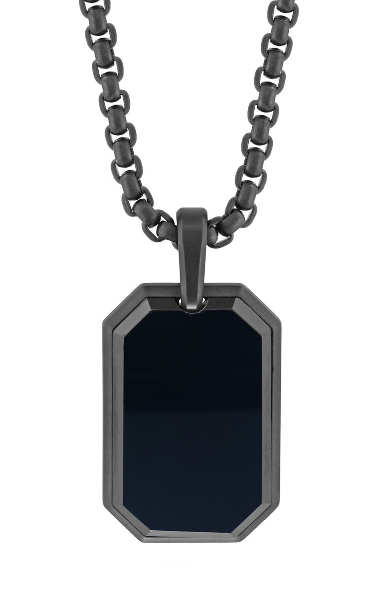 EFFY Onyx Pavé Tag Pendant Necklace, Alternate, color, Black