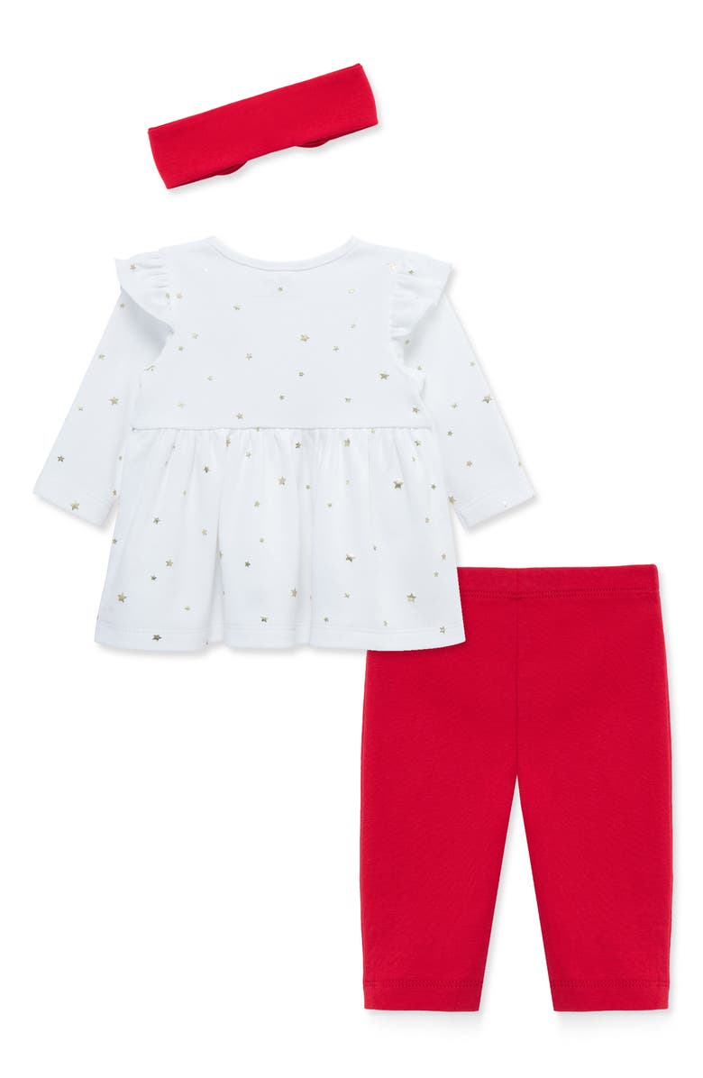 Little Me Merry Tunic, Leggings & Headband Set, Alternate, color, White Multi