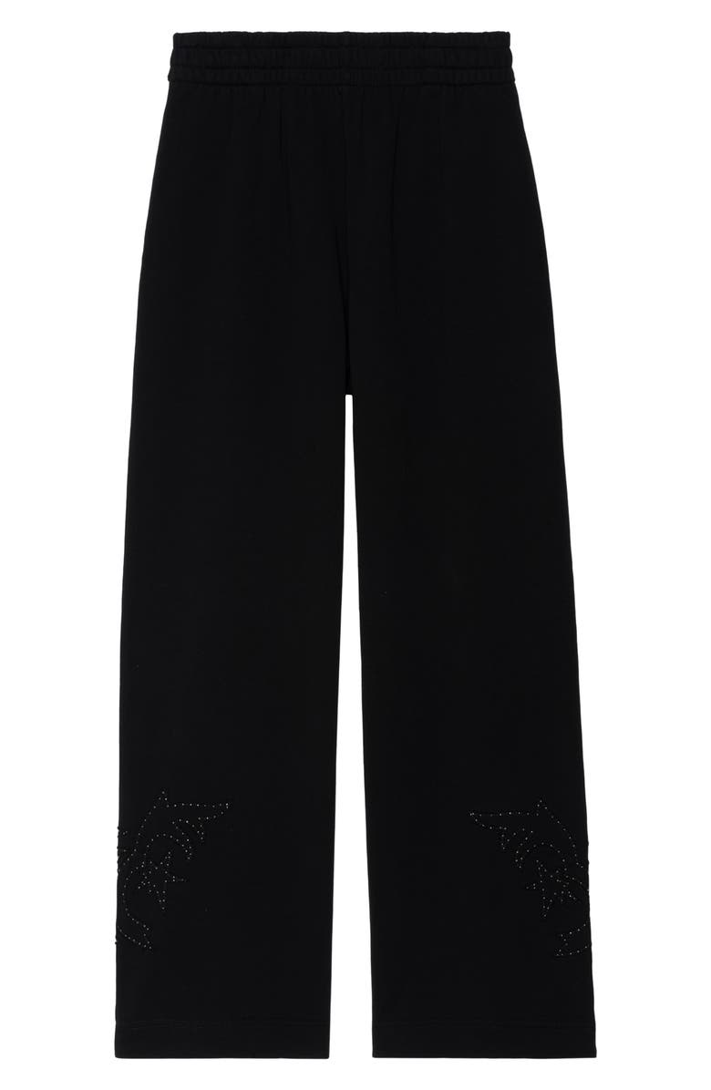 Zadig & Voltaire Clem Mo Patch Stud Cotton Wide Leg Sweatpants, Alternate, color, 