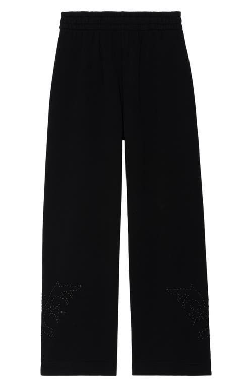 Zadig & Voltaire Clem Mo Patch Stud Cotton Wide Leg Sweatpants In Gold