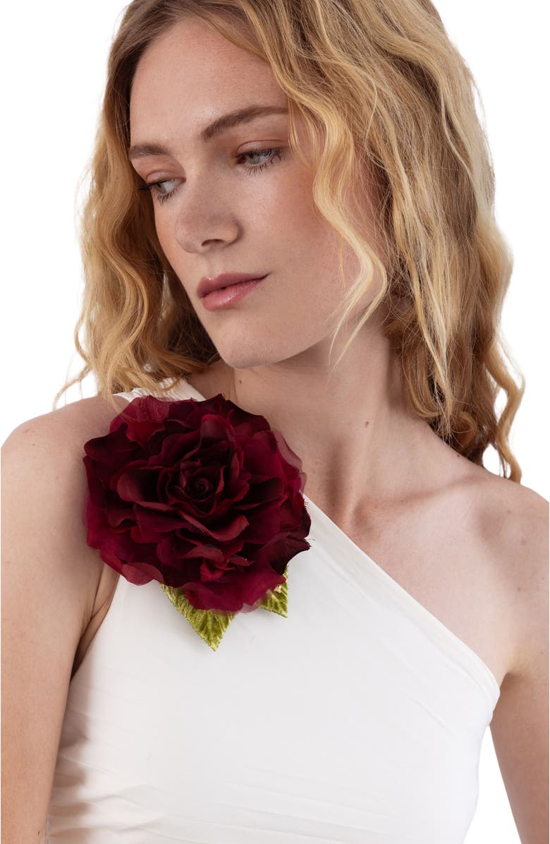 Helena Simon The Large Red Rose Floral Brooch, Alternate, color, Red