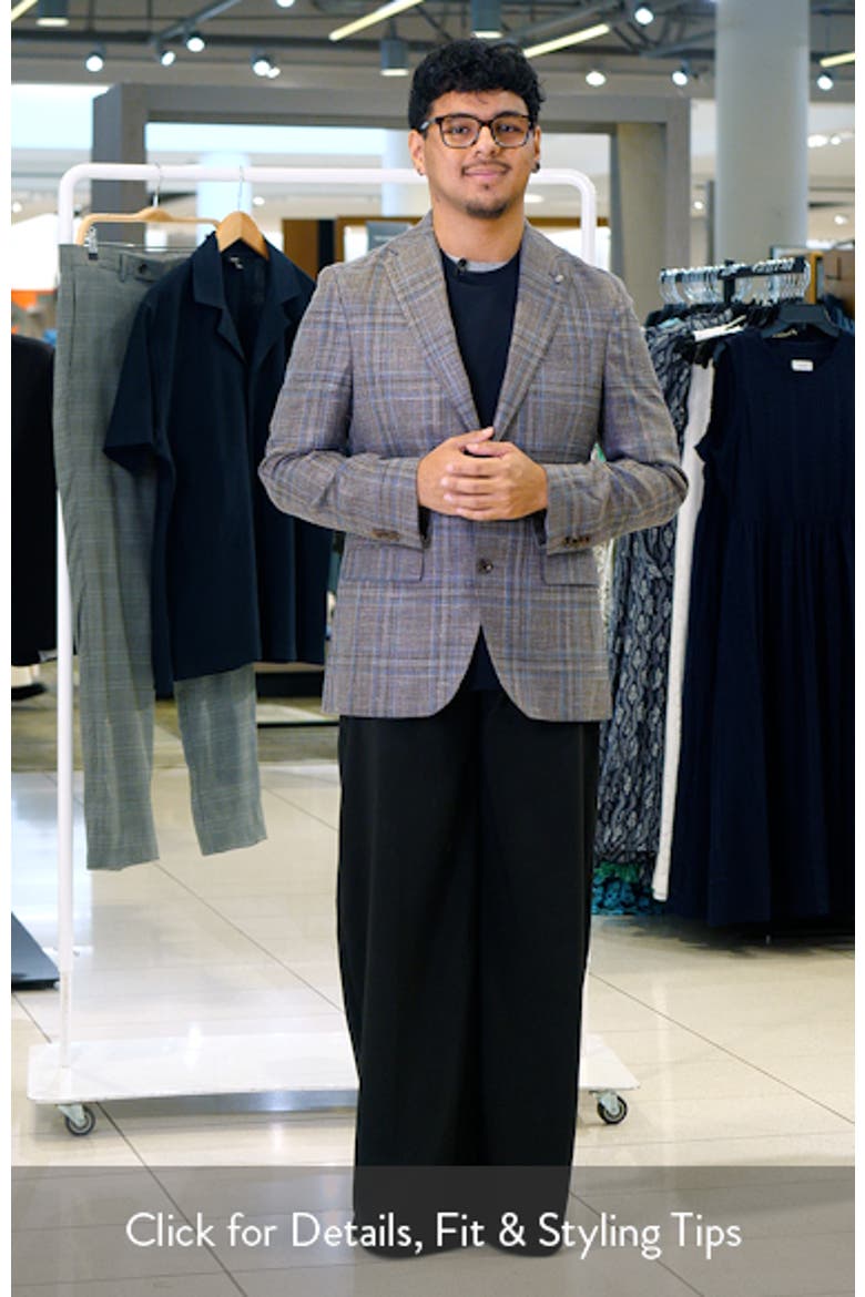 Midland Contemporary Fit Brown Windowpane Check Slub Wool Blend Sport Coat video