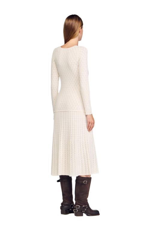 Sandro Fancy Knit Maxi Dress In Neutral