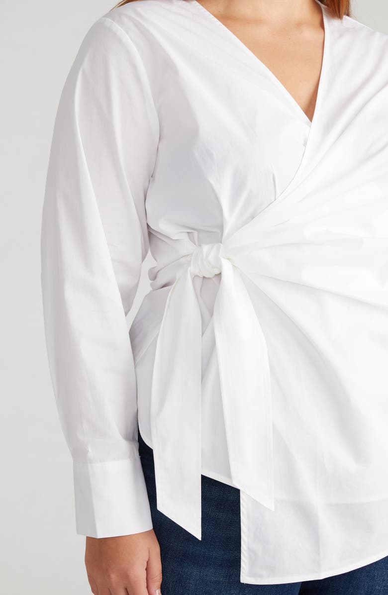 Universal Standard Stretch Cotton Blend Poplin Wrap Top, Alternate, color, White