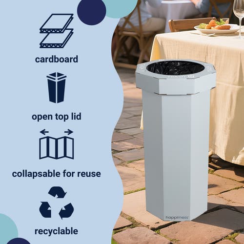 Happimess Fleur 25-gallon Classic Disposable Corrugated Cardboard Event Trash Can And Recycling Bin In Gray