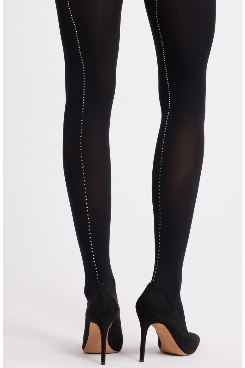 Crystal Back Seam Sheer Tights, Alternate, color, OPAQUE BLACK