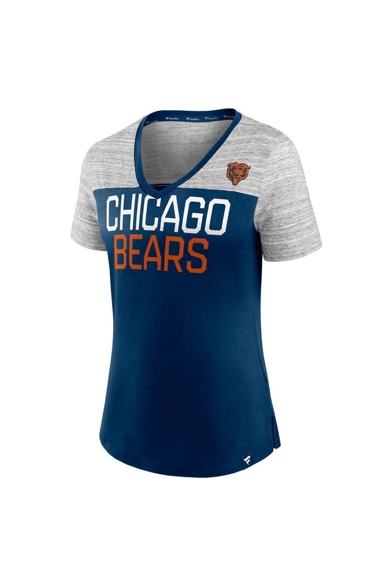 Women's Fanatics Branded Navy/Heathered Gray Chicago Bears Close Quarters V-Neck T-Shirt, Alternate, color, Navy