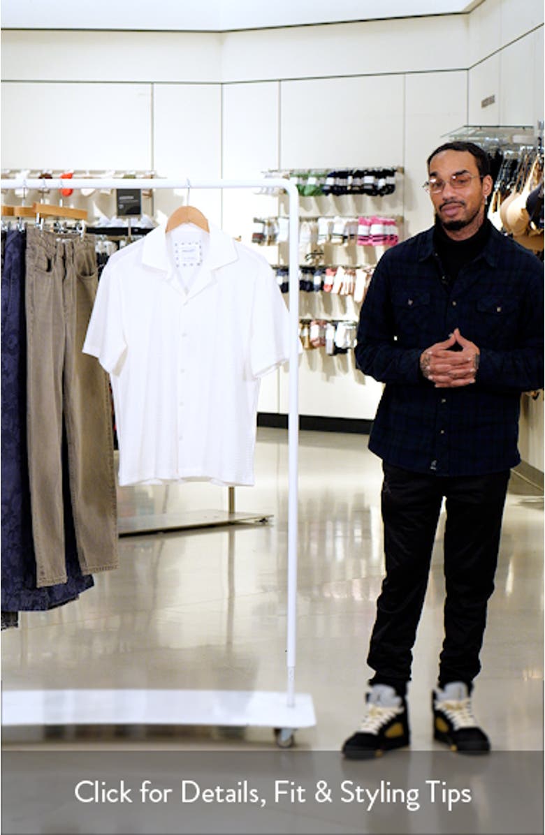 Off White Textured Woven Camp Shirt, sales video thumbnail