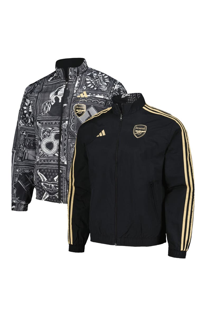 adidas Men's adidas Black Arsenal 2023/24 Reversible Anthem Ian Wright Full-Zip Jacket, Alternate, color,