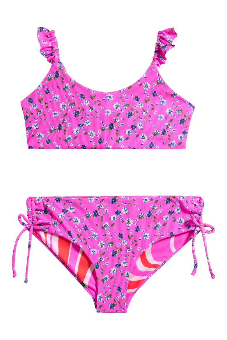 Kids' Happy Flower Mango Reversible Two-Piece Swimsuit, Main, color, PINK