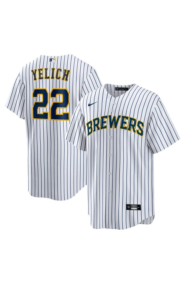 Nike Men's Nike Christian Yelich White Milwaukee Brewers Alternate Replica Player Jersey, Main, color, 