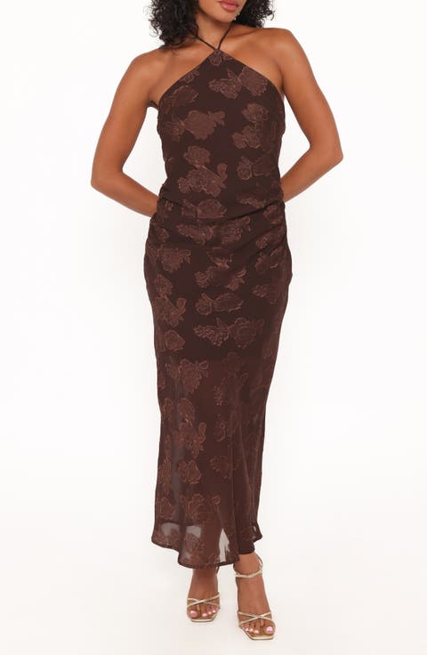 Remy Floral Jacquard Maxi Cocktail Dress