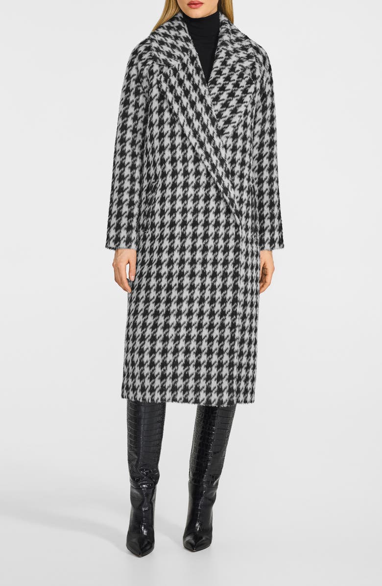 SENTALER Houndstooth Alpaca Blend Coat, Main, color, Houndstooth