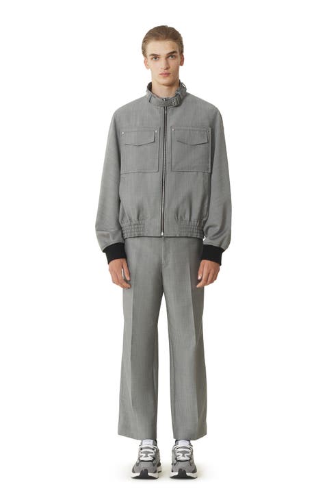 Straight-Leg Mohair Wool Pants