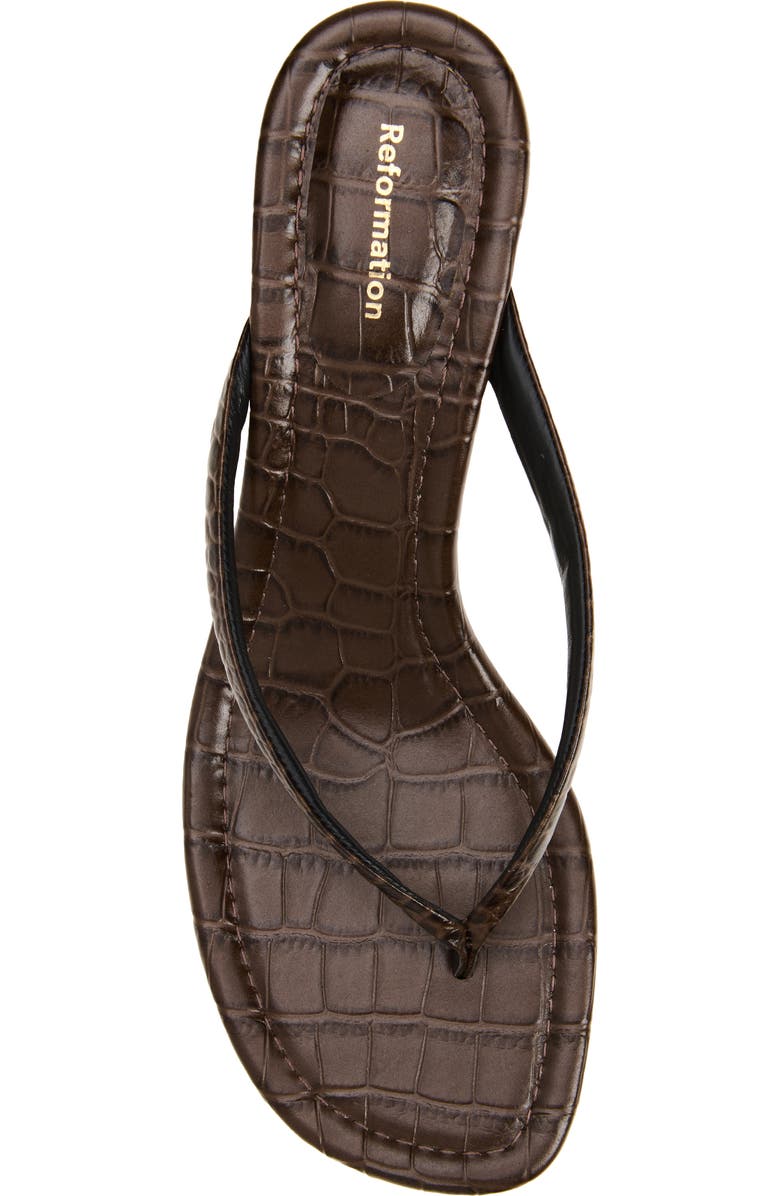 Reformation Amelia Wedge Sandal, Alternate, color, Brown Croc Effect