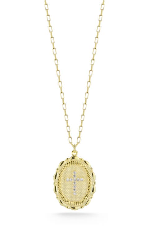 Pavé CZ Cross Pendant Necklace