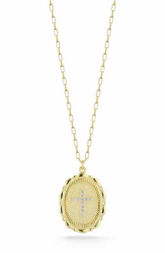 CHLOE AND MADISON Pavé CZ Cross Pendant Necklace