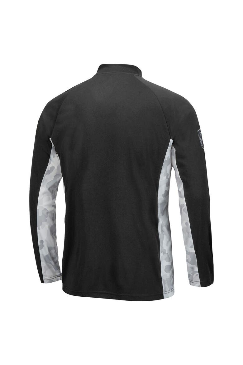 Men's Colosseum Black/Camo North Dakota OHT Military Appreciation Snow Cruise Raglan Quarter-Zip Top, Alternate, color, Black
