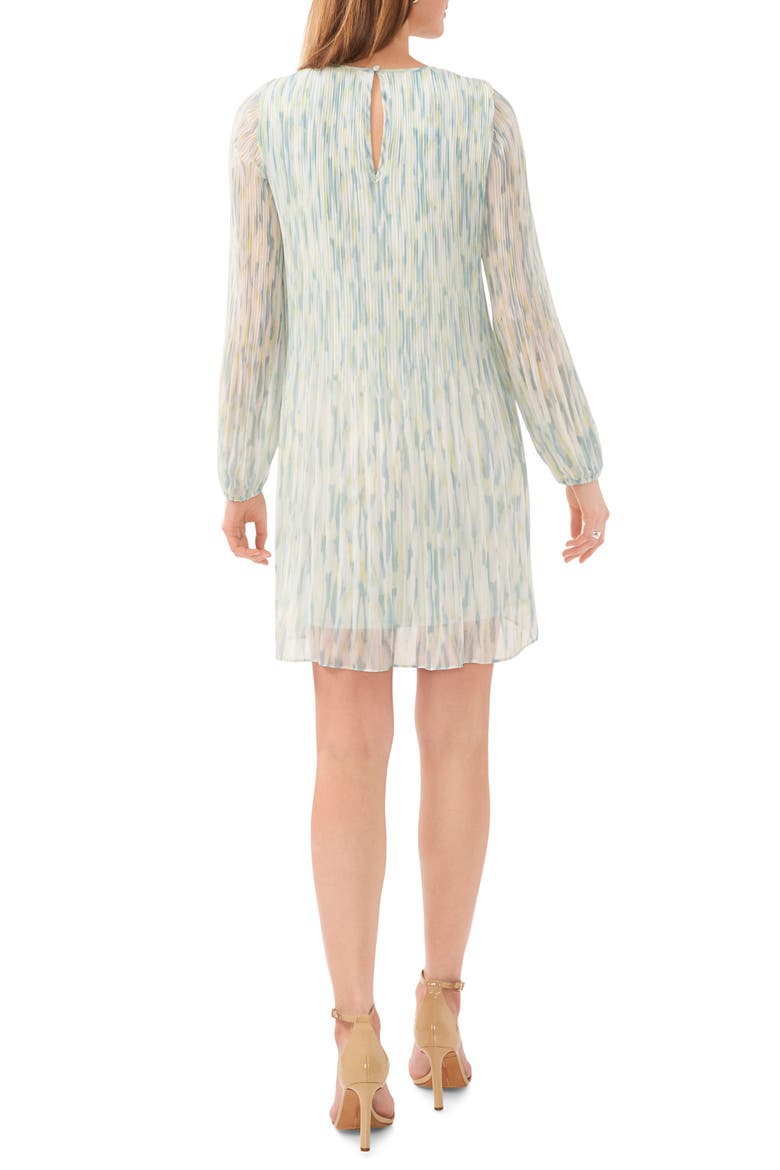 Abstract Print Release Pleat Long Sleeve Minidress, Alternate, color, FRESH MINT GREEN