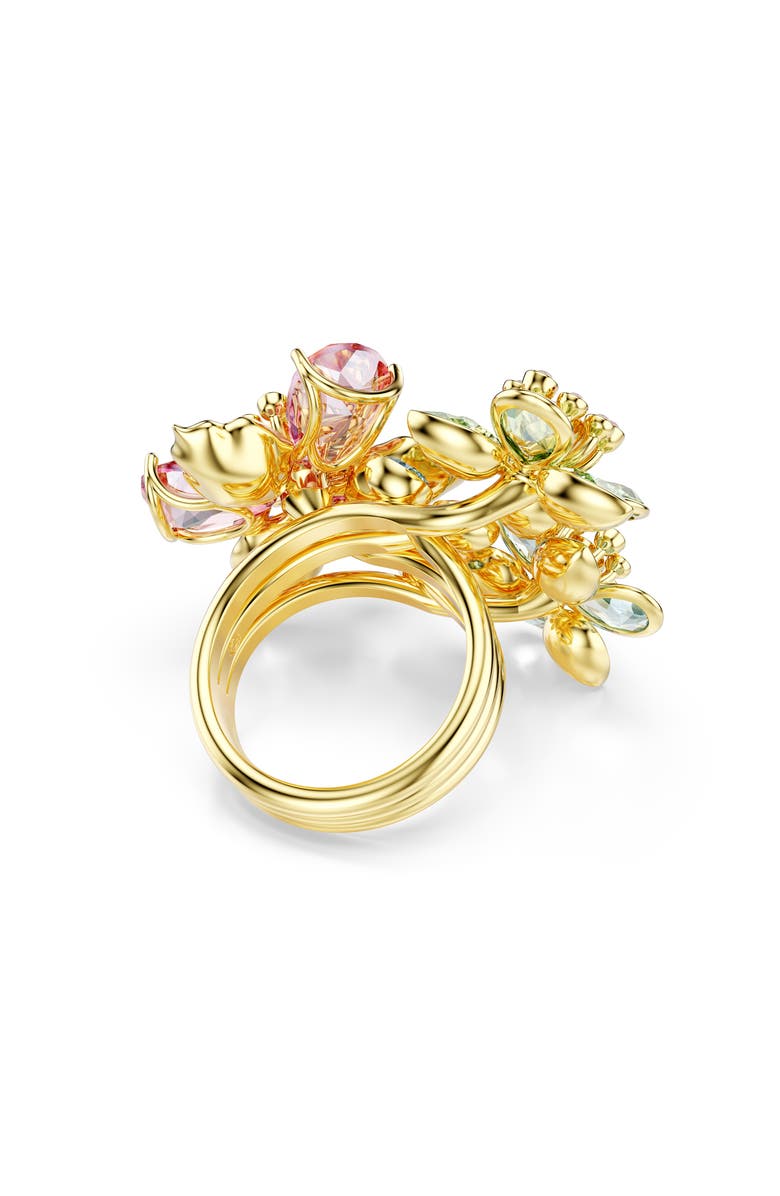 Swarovski Idyllia Triple Crystal Flower Cocktail Ring, Alternate, color, Multicolored