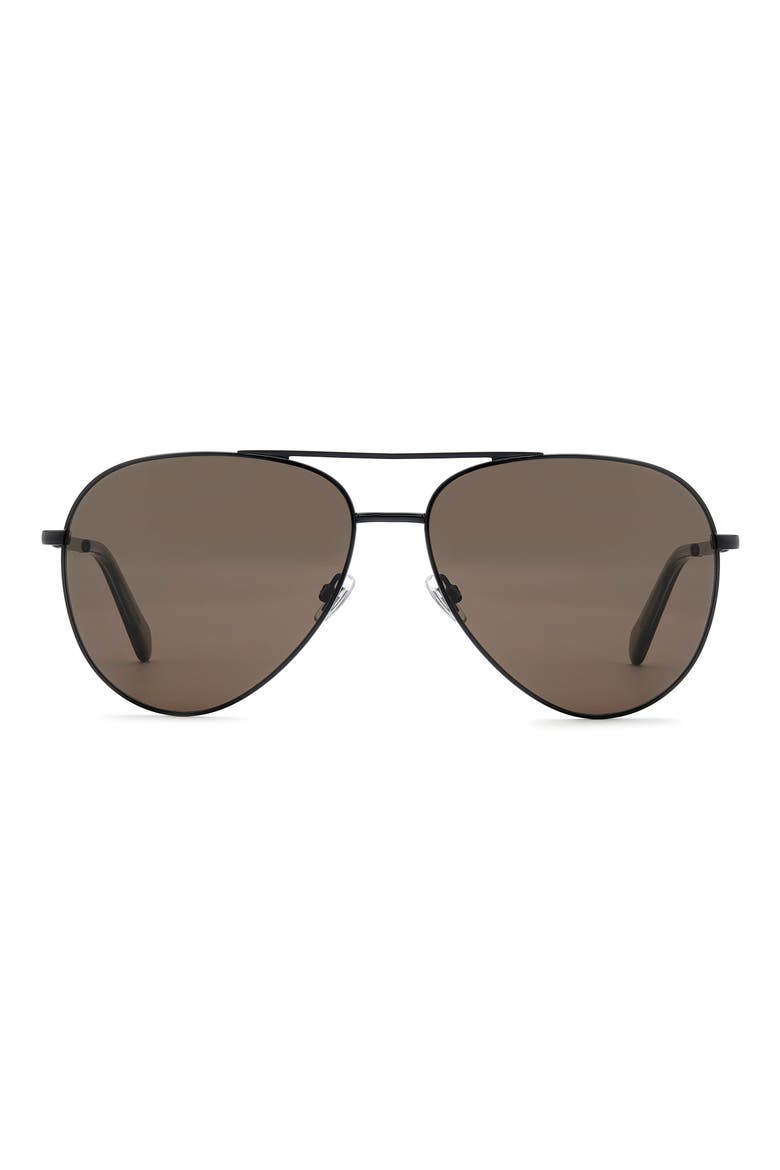 60mm Pilot Sunglasses, Main, color, MATTE BLACK/ BROWN