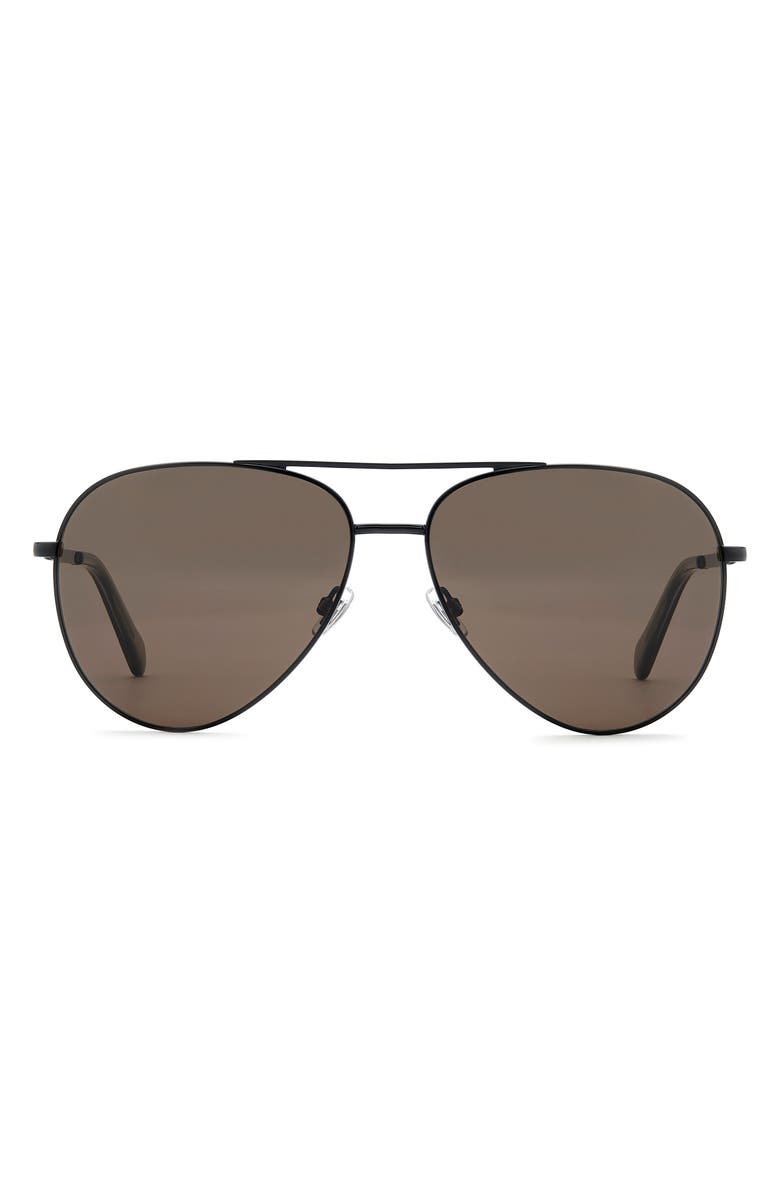 Fossil 60mm Pilot Sunglasses, Main, color, Matte Black/ Brown