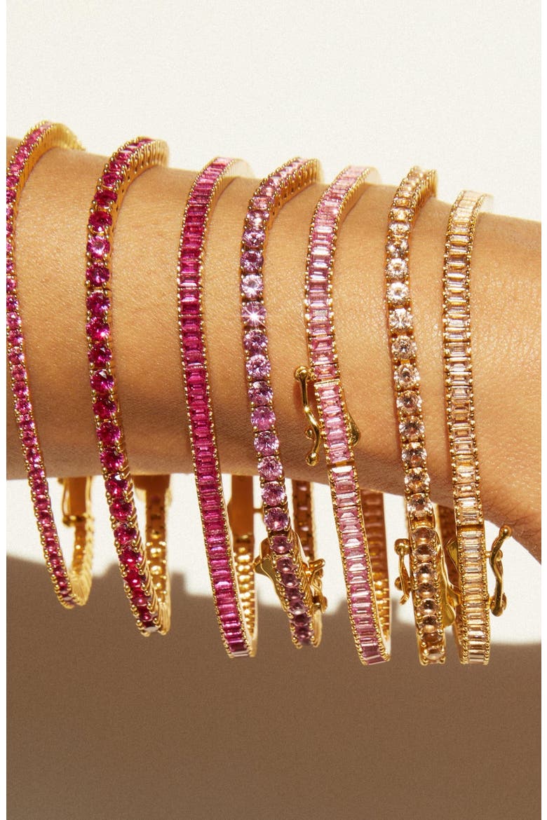 Lab Grown Morganite Tennis Bracelet, Alternate, color, Yellow Gold Vermeil