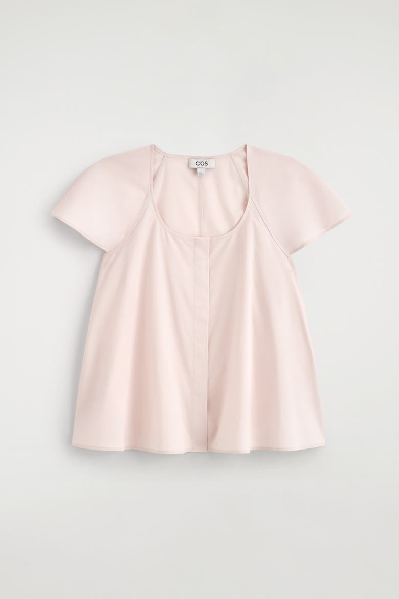 Fluted-sleeve Cotton Blouse, Alternate, color, PINK
