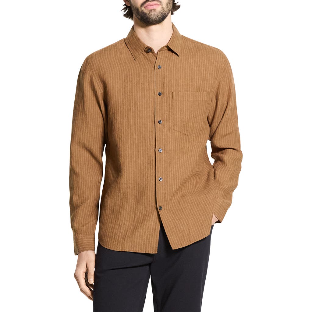 Theory Long Sleeve Button Front Linen Shirt