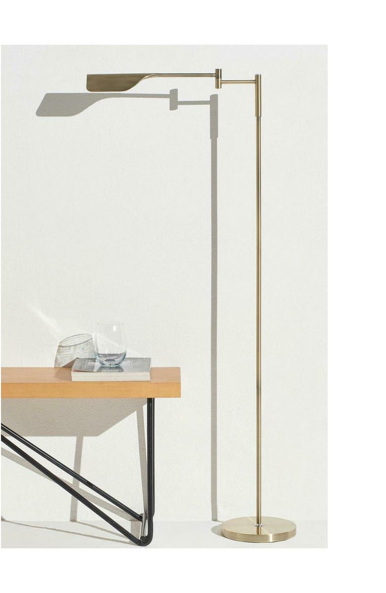 Brightech Leaf 53" Industrial LED Task Floor Lamp with Metal Empire Shade, 3-Way Dimming, Alternate, color, Antique Brass