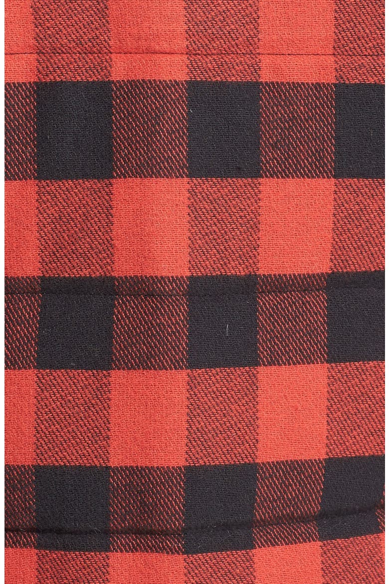 'Cass' Quilted Check Flannel Shirt Jacket with Corduroy Collar, Alternate, color, RED/BLACK